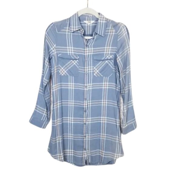 BB Dakota Blue Plaid Shirtdress - Picture 2 of 5